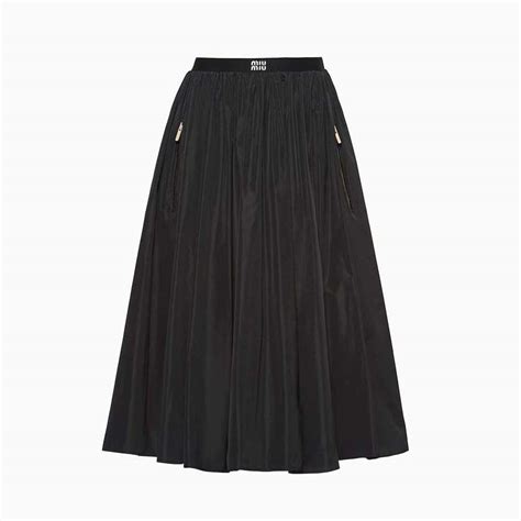 miu miu silk|Black Full Technical Silk Skirt .